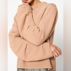 Brochu Walker Elira Crew Wool Cashmere Blend Sweater Peach Blush Size S